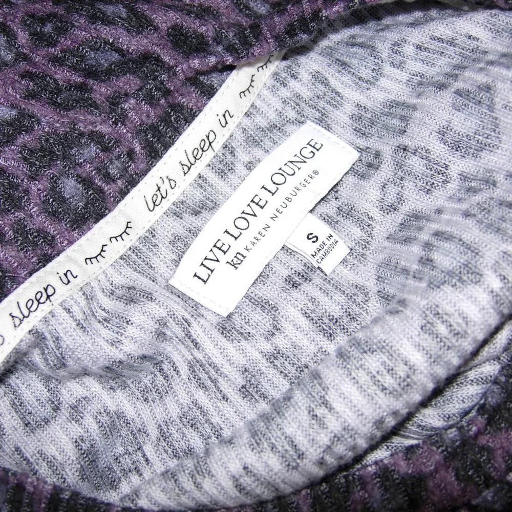 Live Love Lounge Purple Animal Print Te Front Top S